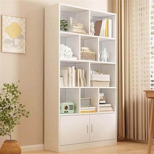 Closed Back Cabinet Wood Standard 9.5'' Wide Bookcase Bookshelf Storage Rack Multi-Layered Storage Shelf Cabinet Display Unit Integrated Against the Wall White 31.5" L x 9.4" W x 70.9" H