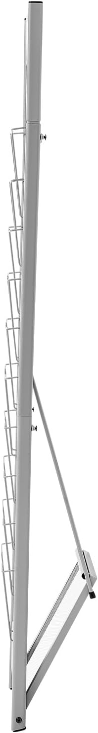 VEVOR Brochure Display Rack, 10 Pockets Magazine Literature Display Stand, Portable Floor Standing Magazine Rack, Metal Newspaper Catalog Holders for Shop, Exhibitions, Office, Trade Show, Silver
