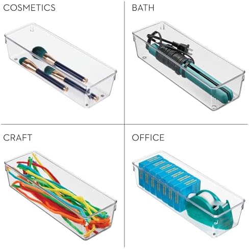 iDesign Plastic Drawer Organizer Bins, Set of 6, Clear
