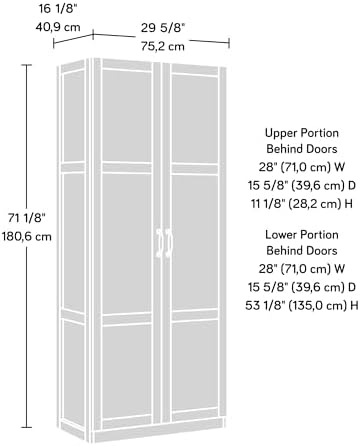 Sauder Tall Storage Cabinet, Black, 4 Adjustable Shelves, Multi-Room Use