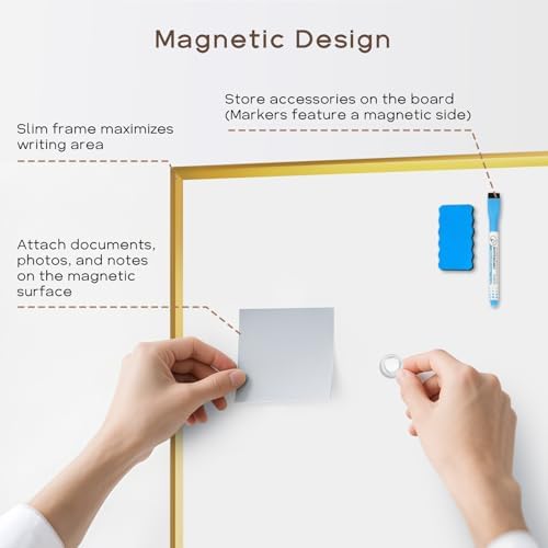 Large Magnetic Whiteboard, 30" x 20" Dry Erase White Board for Wall