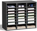VEVOR Literature Organizer, 24 Compartments Office Mailbox with Adjustable Shelves, Wooden Mailbox Sorter Medium Density Fiberboard Office Home Classroom Storage for Files, Documents, Papers, Grey