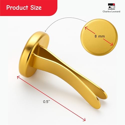 Charles Leonard Fasteners, Round Head, Brass Plated, 1/2 Inch Shank, 8 MM Head, 100-Pack (2R-BP)