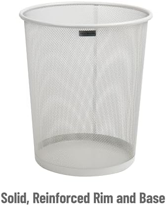 Mind Reader Mesh Trash Can, 16.65L (4.4 gal), Waste Paper Basket, Round, Office, Metal Mesh, Set of 2, White