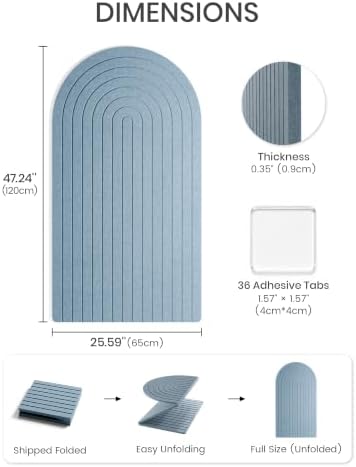 Large Arched Felt Bulletin Board 47.2''×25.5'', Dusty Blue