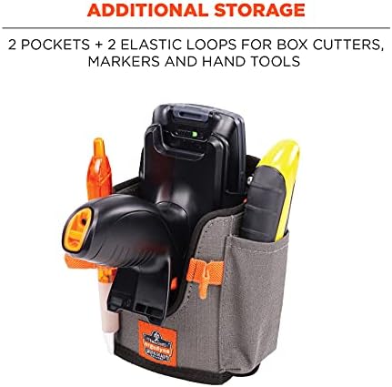 Ergodyne Squids 5543 Barcode Scanner Holder Equipment Mount for Gun Grip Mobile Computers, Handheld Bar Code Scanners, Fastener Straps to Attach to Forklift Gray Large