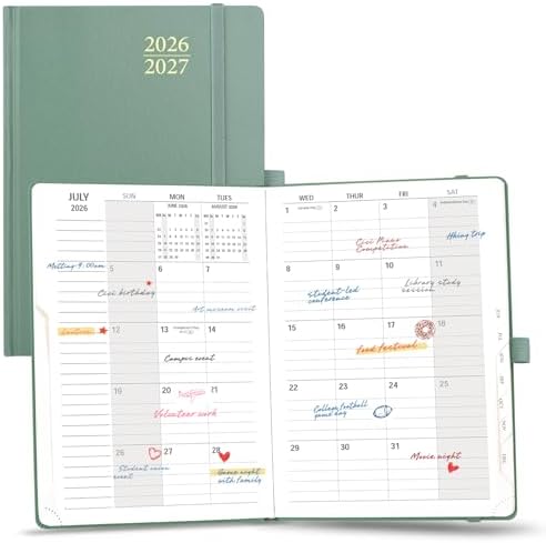 POPRUN Monthly Planner 2026-2027, 6.25" x 8.5", Academic Calendar Book
