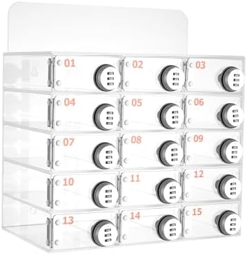 Cell Phone Cabinet,Aluminum Alloy Pocket Chart Cell Phones Storage Cabinet, Cell Phone Locker,Wall-Mounted with a Locked,for Classroom, Office, Gym (15 Compartments)