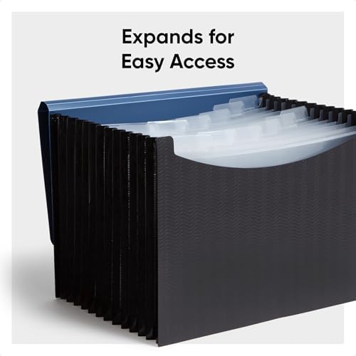 Smead Accordion File Organizer, Document Folder, 12 Divider, Blue/Black