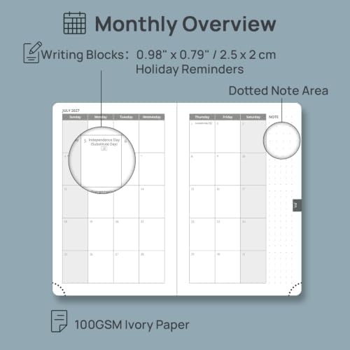 POPRUN Pocket Calendar 2027 for Purse, Weekly & Monthly Planner Pocket Size
