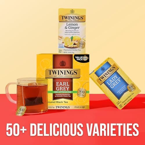 Twinings Decaffeinated Earl Grey Black Bergamot Tea Bags 100CT Box (1 Pack)