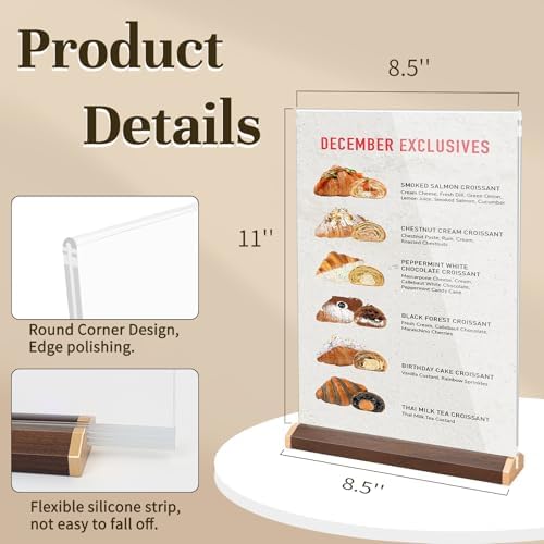 LIANHELILAI 2 Pack 8.5X11 Acrylic Sign Holder Double-side Display Stand Vertical Tabletop for Coffee Shop/Restaurant Menu Stall/Exhibitions/Hotel/Office Display Show Holder