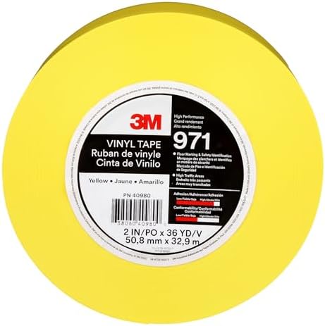 3M Durable Floor Marking Tape 971, Yellow, 2 in x 36 yd, 17 mil, 1 Roll