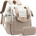 LOVEVOOK Laptop Backpack for Women, 15.6 Inch Work Laptop Bag with USB Port, Fashion Teacher Nurse Backpack Purse, Waterproof Travel Computer Backpack with Organizer Bag, 2PCS, Beige-Khaki