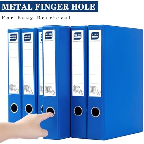 Storage File Boxes, 6 Pack Foldable File Boxes, 50mm Spine, Blue