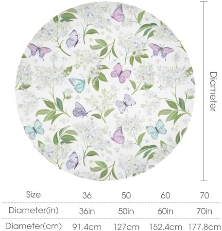 Butterfly Floral Tablecloth, Spring Summer Watercolor Flowers Plants Leaves Print Table Cover for Party Picnic Dinner Decor, 36x36in