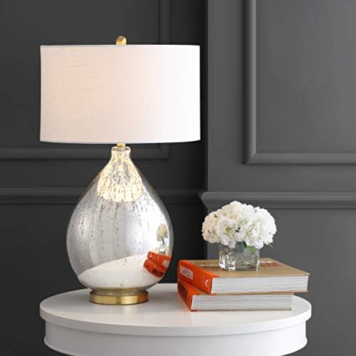 JONATHAN Y Sasha Glass Metal Teardrop Table Lamp 30.75", Mercury Silver