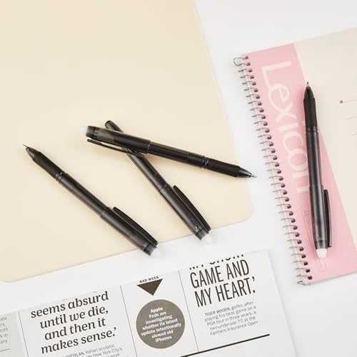 Volcanics Erasable Gel Pens, 0.7mm Fine Point, Soft Black, 36 Pack | Erasable Ink Pens With Eraser Cap, Smooth Writing For Journaling, Note Taking, Home And Office Use