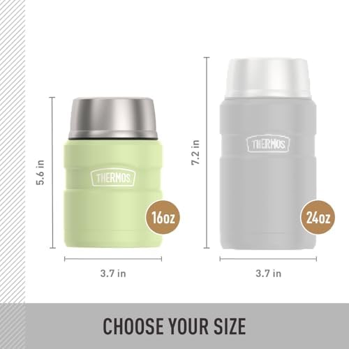 THERMOS Stainless King Food Jar with Spoon, 16oz, Matte Green