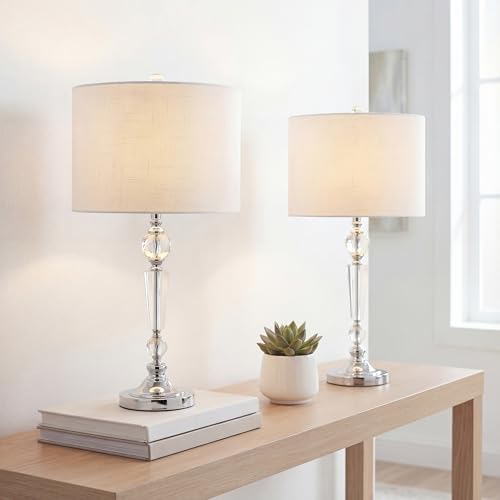 JONATHAN Y Emma 29.5" Clear Crystal Candlestick Table Lamp, Set of 2