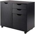 Winsome Halifax Mobile Storage Cabinet with 1 Large Door & 3 Drawers, Black
