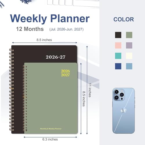 Planner 2026-2027, Weekly and Monthly Academic Planner, July 2026 - June 2027, Hardcover Calendar Agenda Book for School Year Planning, School Supplies for Teacher and Student, A5(6.3'' x 8.5'')