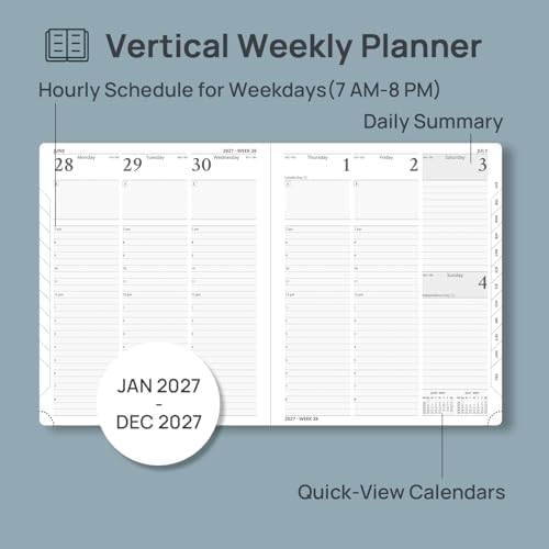 POPRUN 2027 Planner, Large-8.5" x 10.5", Weekly & Monthly Appointment Book