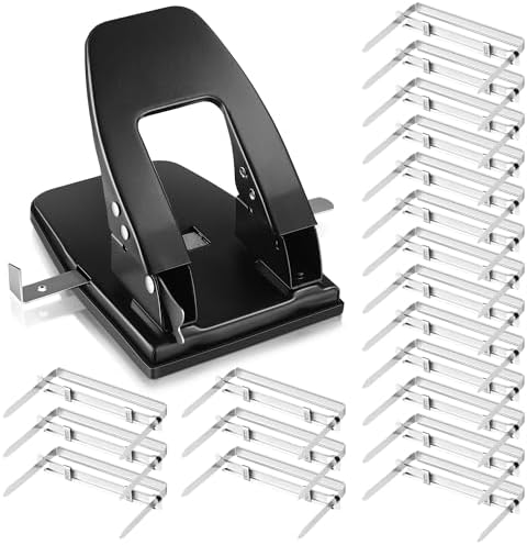 Dreyoo Two Hole Punch with 50pcs Paper Fasteners, 30 Sheet Capacity