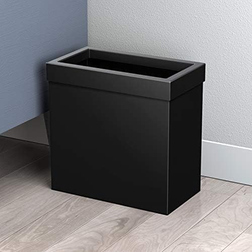 Gatco Small Bathroom Trash Can with Lid, Rectangle 3 Gallon Stainless Steel Wastebasket, Under Sink, Matte Black, for Bathroom, Bedroom, Office (1918)