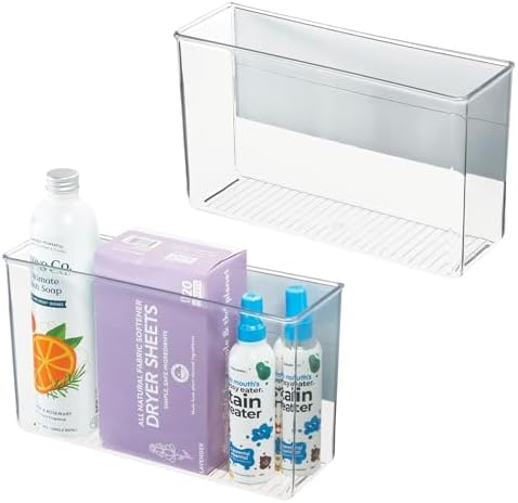 iDesign Magnetic Large Clear Plastic Organizer Bins, 2-Pack