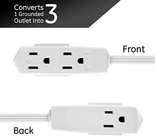 GE 3-Outlet Flat Extension Cord 8 Ft Grounded Extension Cord