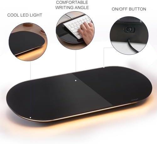 TSJ OFFICE Glass Desktop Whiteboard - 17 X 7 Inches Black Board Warm Light