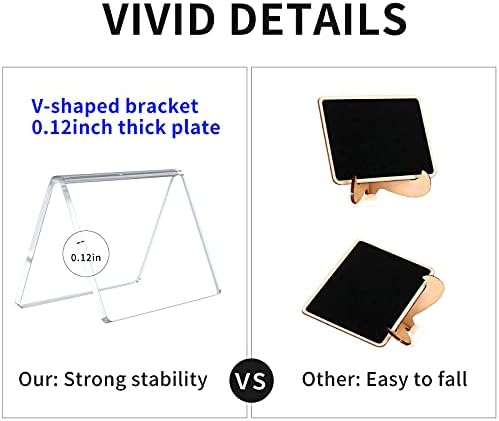 AITEE 10 Pack Acrylic Mini Chalkboard Signs Clear Tabletop Signs V-Shaped
