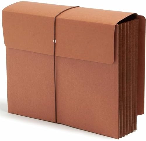 Smead End Tab Wallet, 5-1/4" Expansion, Flap and Cord Closure, Letter Size, Redrope, 10 per Box (71144)