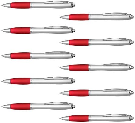 DISCOUNT PROMOS Colored Grip Gel Pens Set of 10, Bulk Pack - Great for Office, School, Business, Tradeshows, Events - Red