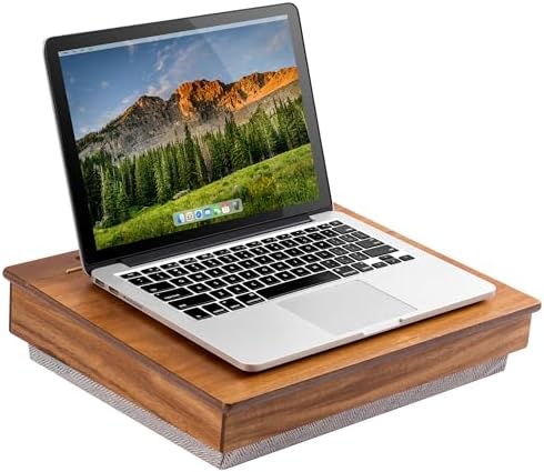 LAPGEAR Schoolhouse Lap Desk - Natural Acacia Wood, Built-in Storage