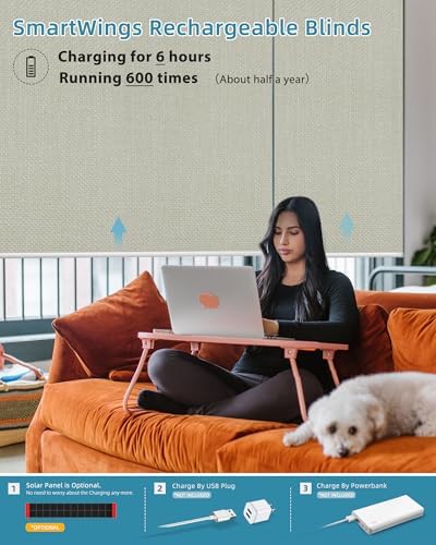 SmartWings Motorized Smart Roller Shades, 100% Blackout Vigor Cream