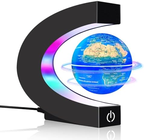 Magnetic Levitating Floating Globe with 7 Colored Lamp, World Globe for Men Father Boy Girl, Birthday Gifts Office Home Desk Toy Decor Display Frame, Cool Tech Gadgets Gifts