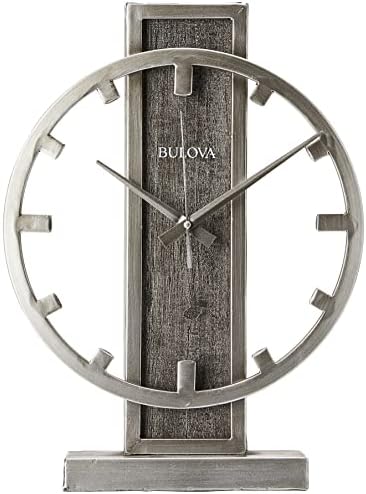 Bulova B1864 Streak Tabletop Clock, Aged Silver-Tone 2.63 x 12 x 16