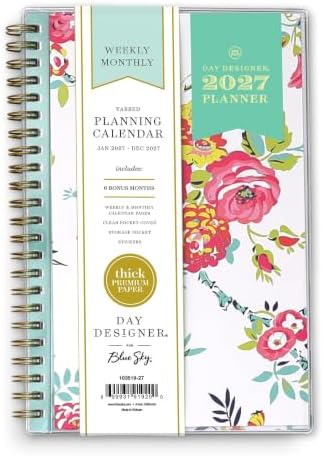 Blue Sky Day Designer 2027 Weekly & Monthly Planner, 5"x8", Peyton White