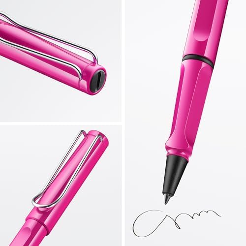 Lamy safari pink - Rollerball Pen with ergonomic grip & line width M - for pleasant long writing - made of robust ASA plastic - including rollerball refill M 63 in black