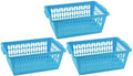 YBM HOME Plastic Perforated Storage Basket Bin Office Drawer, Shelf Desktop Countertop Tray Organizer 32-1188 (3, Blue)