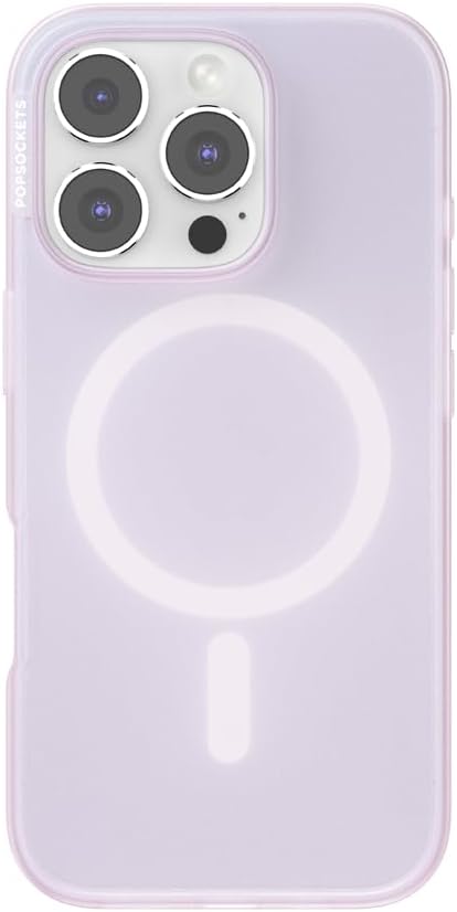PopSockets iPhone 16 Pro Phone Case with MagSafe- Opalescent White | Magnetic, Wireless Charging, Camera & Drop Protection, White, Iridescent, Holographic