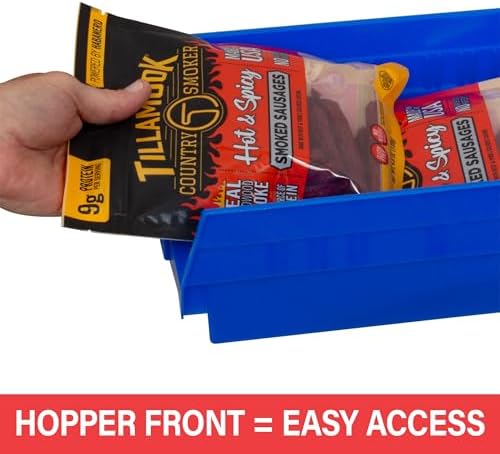 Akro-Mils 30184 Heavy Duty Plastic Shelf Bins, 24"x 8"x 4", Blue, 6-Pack
