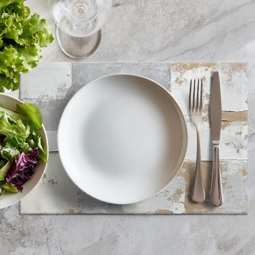Batmerry Grey Abstract Art Linen Placemats Set of 8, Brown Painting Washable Table Mats for Kitchen Table Thickened Heat Insulation Dining Set Indoor Outdoor 12X18 in
