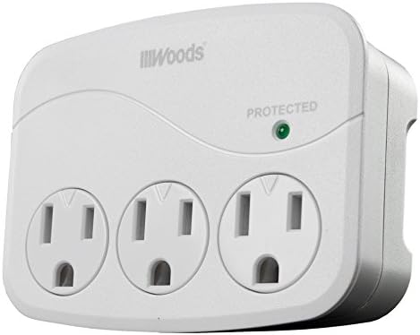 Southwire Woods Surge Protector - 3 Power Outlets - 1000J Electrical Overload Protection - Slim Design - Space Saving Surge Protector - Indoor Use