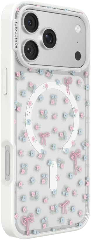 PopSockets iPhone 17 Pro Max Phone Case with MagSafe, Wireless Charging Compatible, Bow - Bows & Blooms
