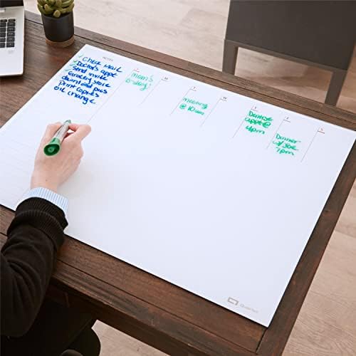 Quartet Glass Desktop Weekly Planner, 17" x 22", Whiteboard, Dry Erase Surface, Clean Erase, Includes 1 Dry Erase Marker, White (GDP2217W)