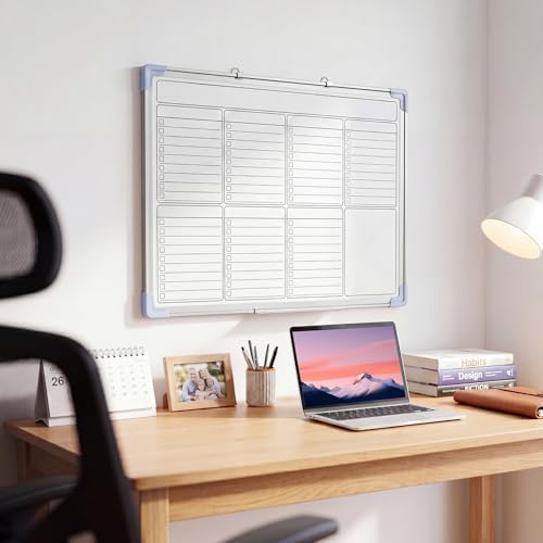 Lincia 18" x 24" Magnetic to Do List Whiteboard, Weekly Planner, White