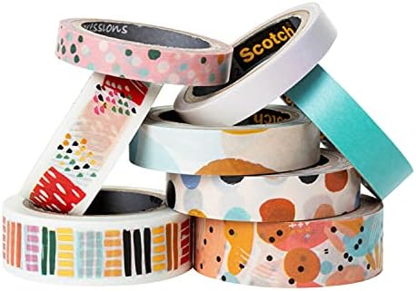 Scotch Washi Tape, Abstract Modern Design, 8 Rolls, Great for Bullet Journaling, Scrapbooking and DIY Décor (C1017-8-P19)